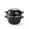Muslingegryde - med låg, 2,5 l, sort emalje, rustfrit stål